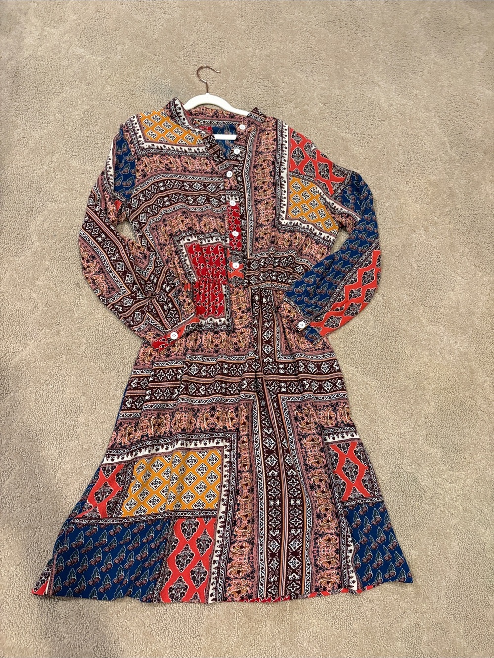 Long Sleeve Patterned Dress